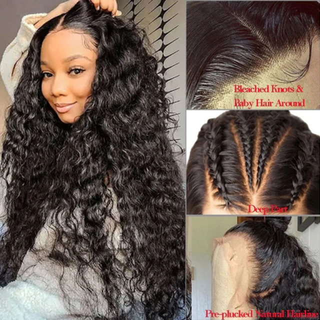 Water Wave Human Hair Wig HD Lace Front Wig with Baby Hair