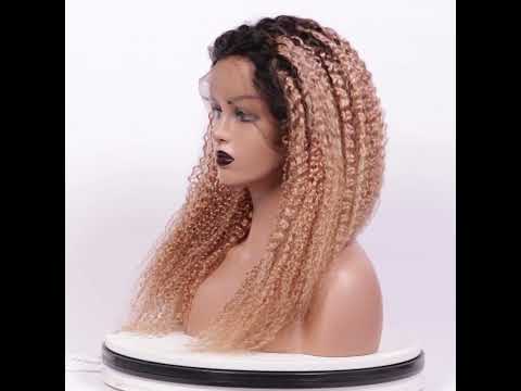 Afro Curly Brown Virgin Hair with Black Roots Wigs 13x4 Lace Front Wig Human Hair Wigs