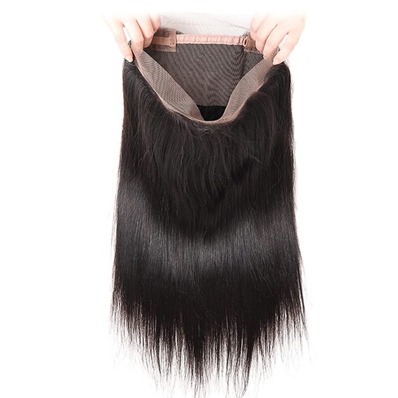 Natural Straight Human Hair 360 HD Transparent Lace Frontal Closure