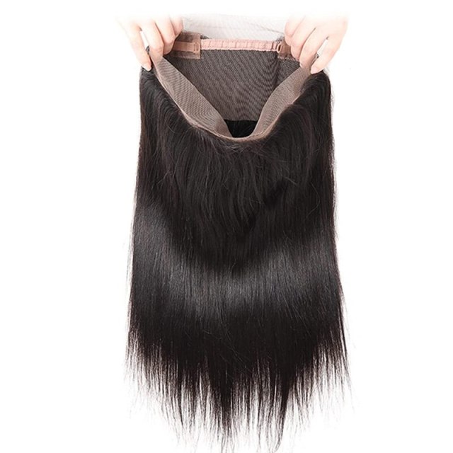 Natural Straight Human Hair 360 HD Transparent Lace Frontal Closure