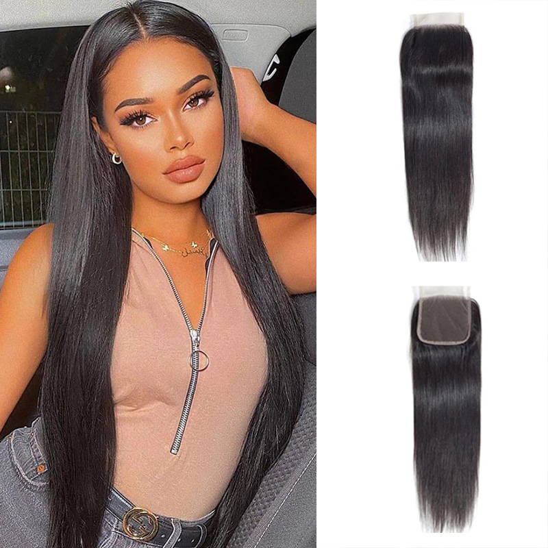 Natural Straight Human Hair 4X4 HD Transparent Lace Frontal Closure