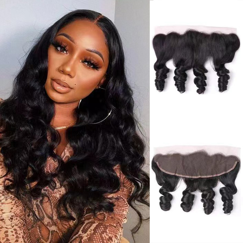 Loose Deep Wave Black 13x4 HD Lace Closure Straight HD Lace Frontal 100% Human Hair Closure