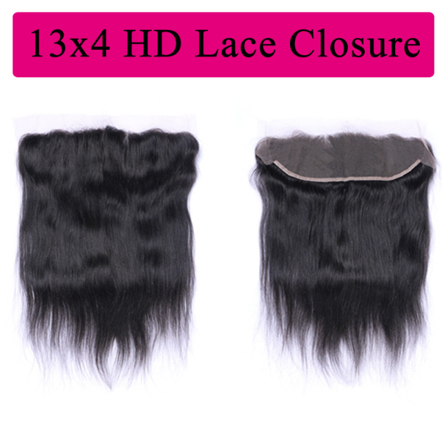 Black 13x4 HD Lace Closure Straight HD Lace Frontal 100% Human Hair Closure