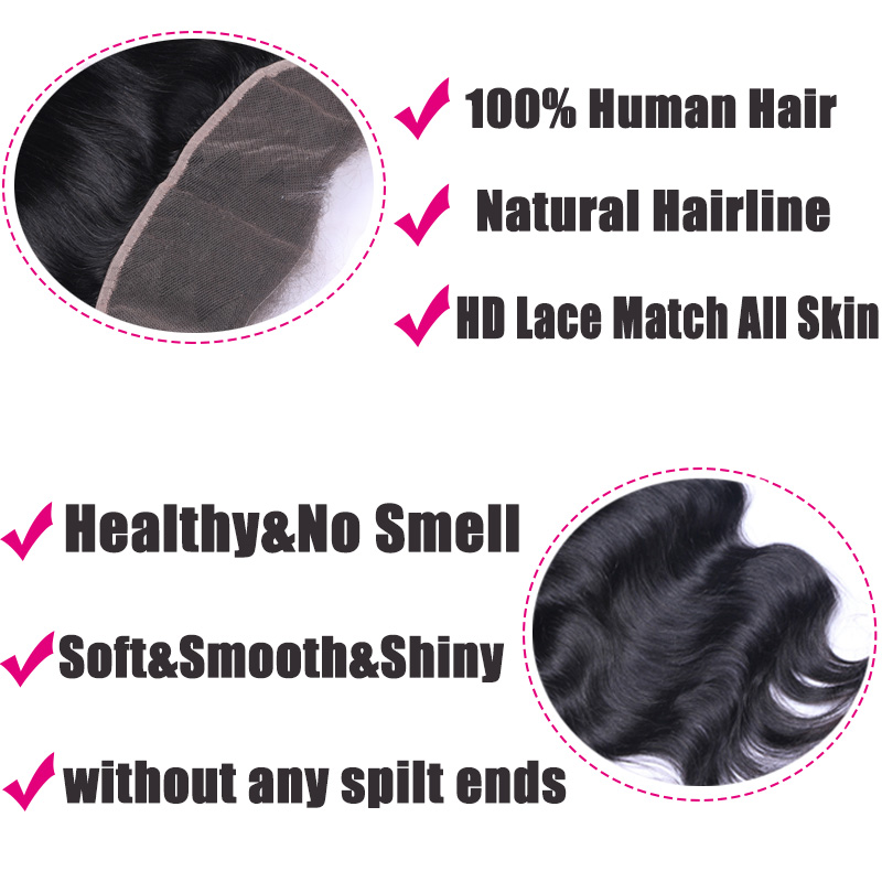 Body Wave Black 13x4 HD Lace Closure Straight HD Lace Frontal 100% Human Hair Closure