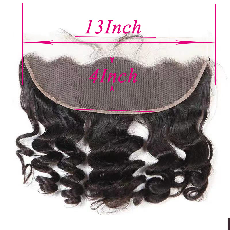 Loose Deep Wave Black 13x4 HD Lace Closure Straight HD Lace Frontal 100% Human Hair Closure