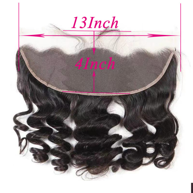 Loose Deep Wave Black 13x4 HD Lace Closure Straight HD Lace Frontal 100% Human Hair Closure