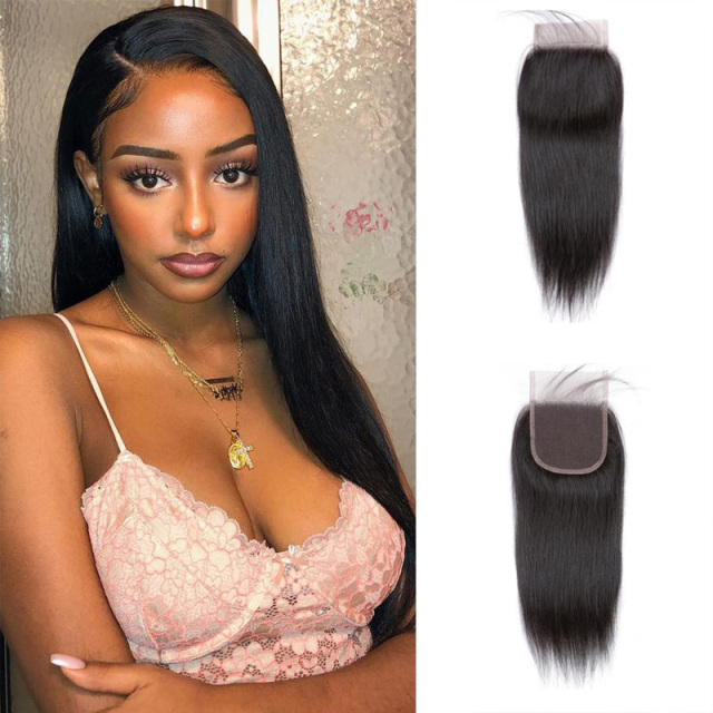 Black Natural Straight HD Lace Closure 5x5 HD Lace Human Hair Closure Natural Color Closure for Black Women