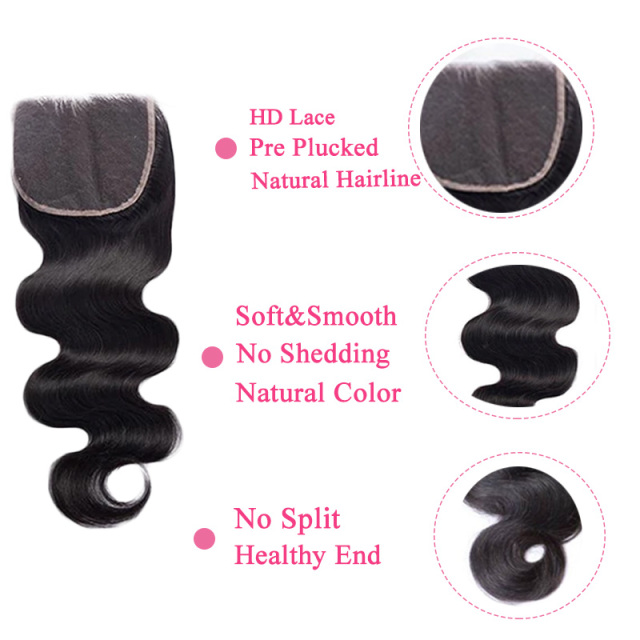 5x5 HD Lace Closure Natural Color Closure Human Hair Closure for Black Women