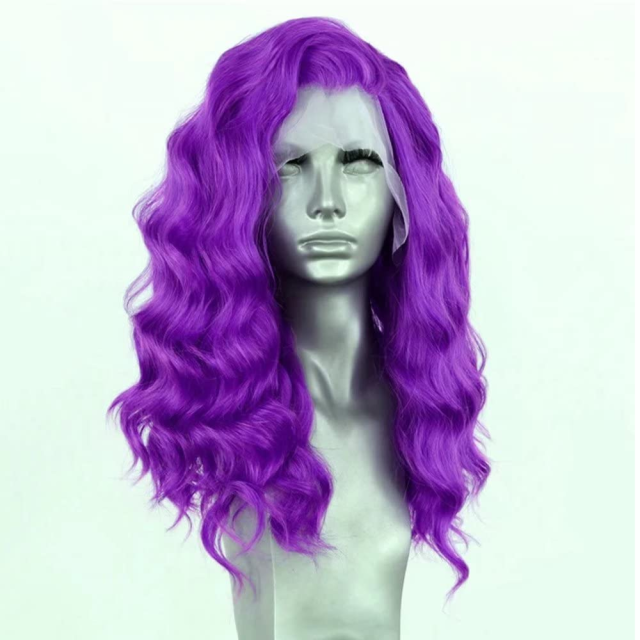 Imeya Purple Loose Wave Lace Front Wigs Free Part Pre Plucked Natural Hairline Synthetic Wig