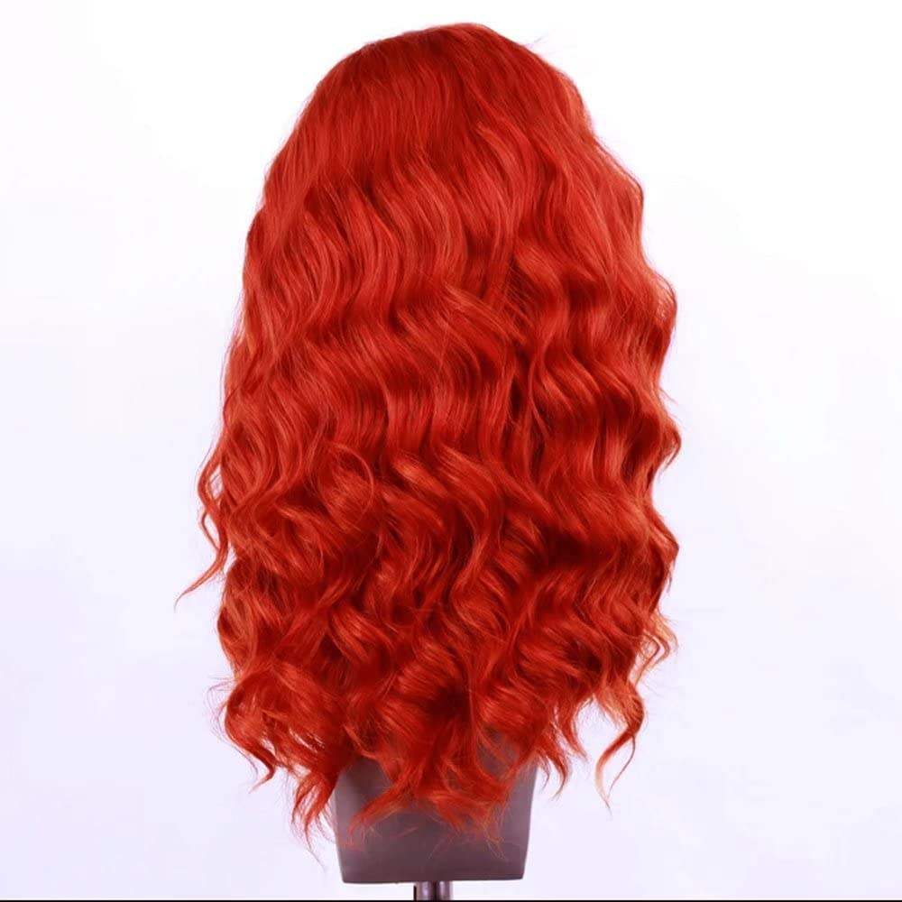 Imeya Red Loose Wave Lace Front Wigs Free Part Pre Plucked Natural Hairline Synthetic Wig