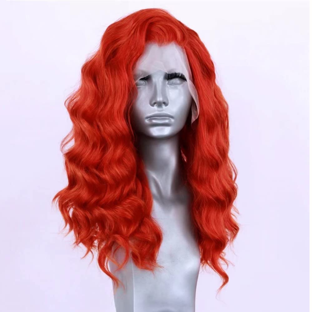 Imeya Red Loose Wave Lace Front Wigs Free Part Pre Plucked Natural Hairline Synthetic Wig