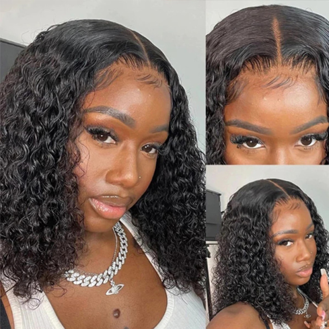 Short Bob Curly Wave Human Hair Wig 13x6 HD Lace Front Wigs