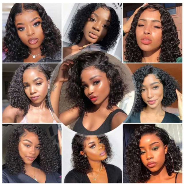 Short Bob Curly Wave Human Hair Wig 13x6 HD Lace Front Wigs