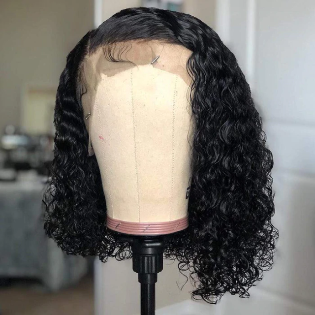 Short Bob Curly Wave Human Hair Wig 13x4 HD Lace Front Wigs