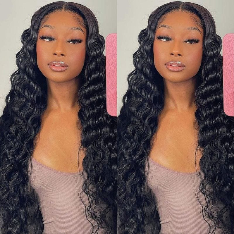 Natural Color HD Lace Front Wig Natural Color Deep Wave Human Hair Wig