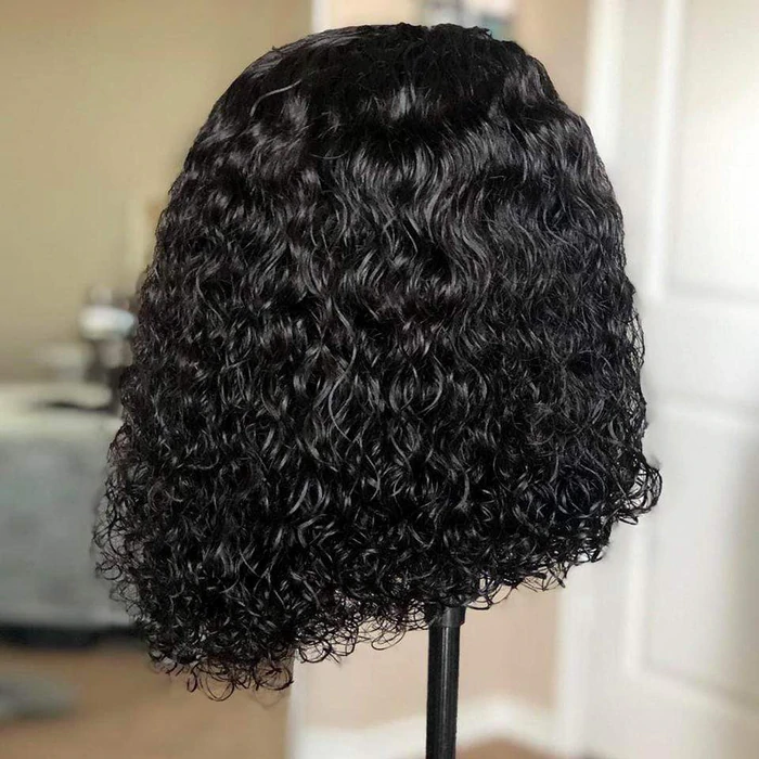Short Bob Curly Wave Human Hair Wig 13x4 HD Lace Front Wigs