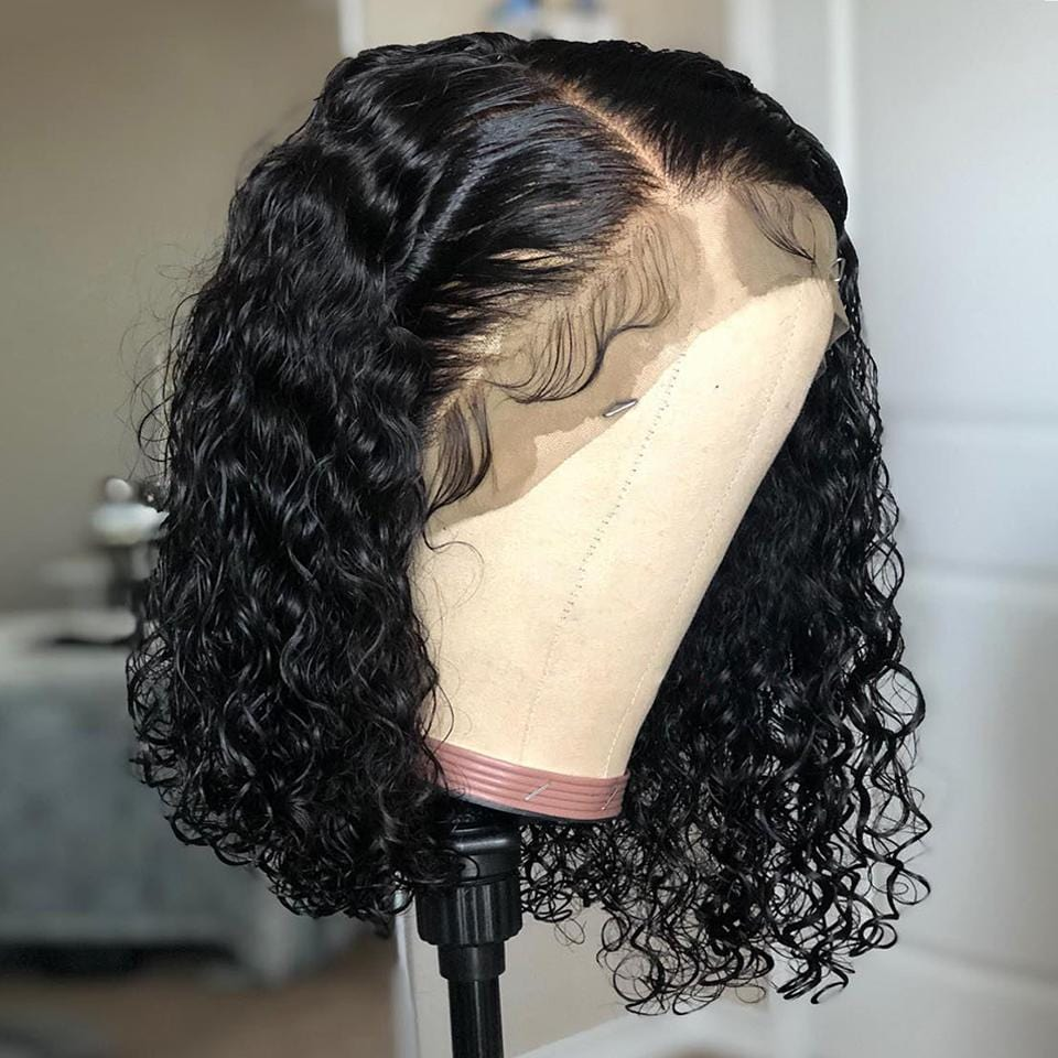 Short Bob Curly Wave Human Hair Wig 13x4 HD Lace Front Wigs