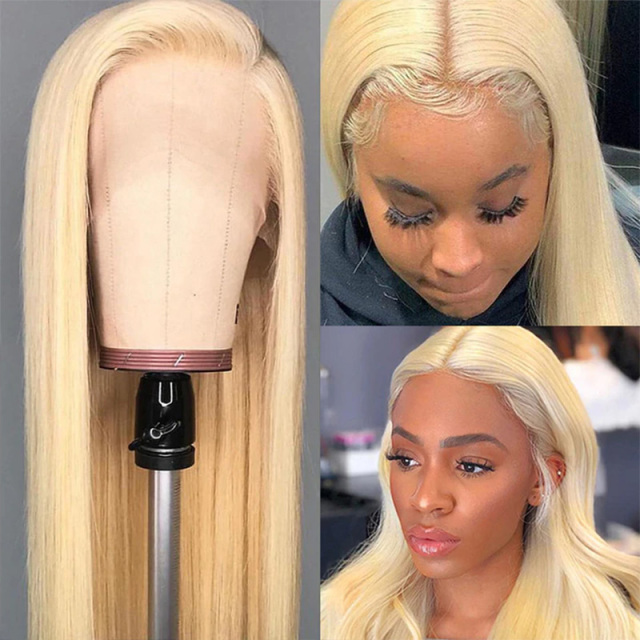 #613 Blonde 13x6 HD Lace Front Wig Natural Straight Human Hair Wigs
