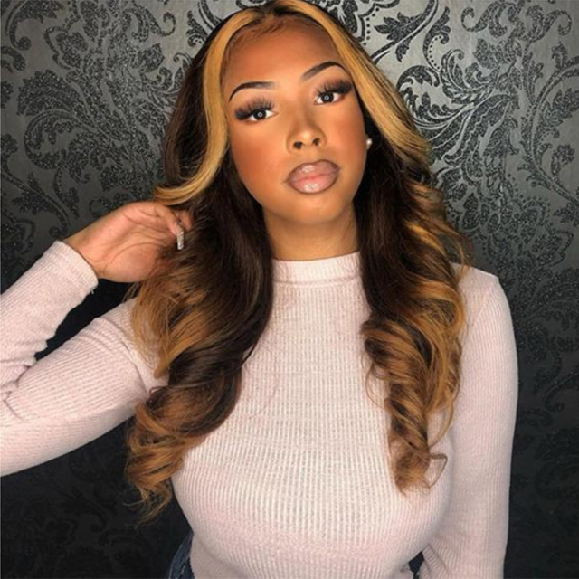 Highlight Body Wave Human Hair Wig 13x6 HD Lace Front Wig With Baby Hair