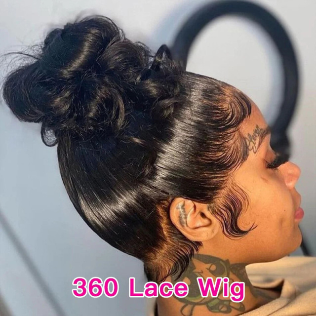 Black Water Wave 360 Lace Wig with Baby Hair Pre Plucked Hairline Human Hair Wigs