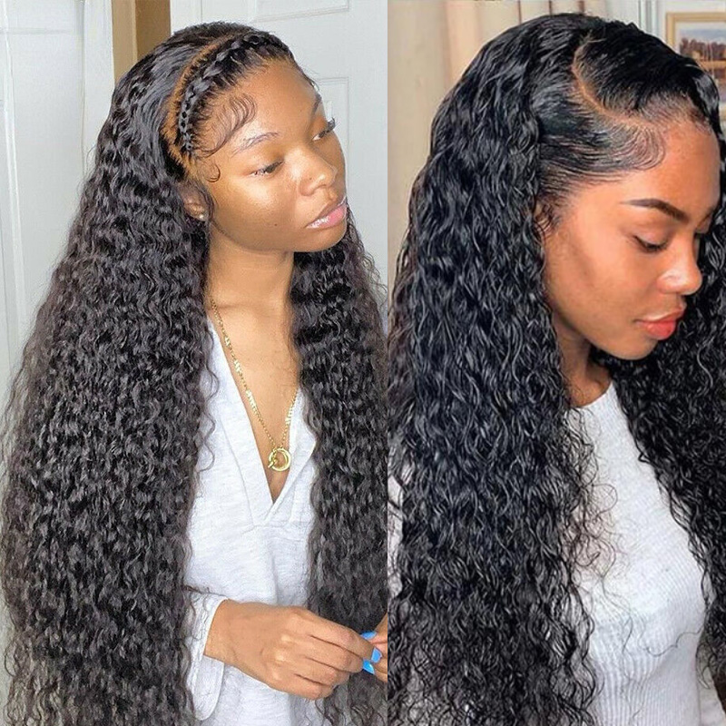 Black Water Wave 360 Lace Wig with Baby Hair Pre Plucked Hairline Human Hair Wigs