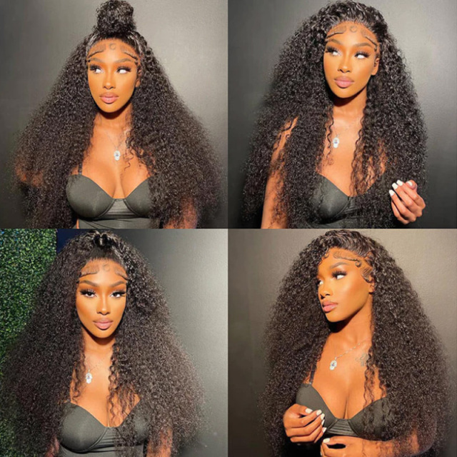 Black Water Wave 360 Lace Wig with Baby Hair Pre Plucked Hairline Human Hair Wigs