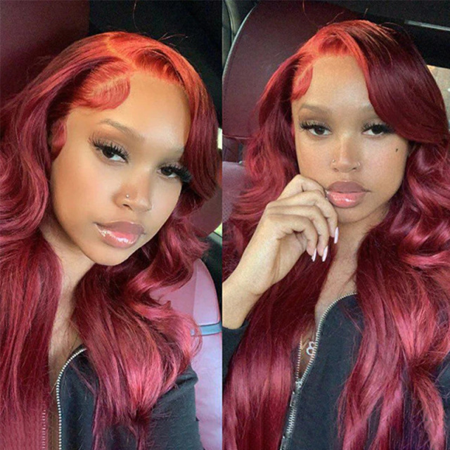 Burgubdy Body Wave HD Transparent Lace Human Hair Wigs
