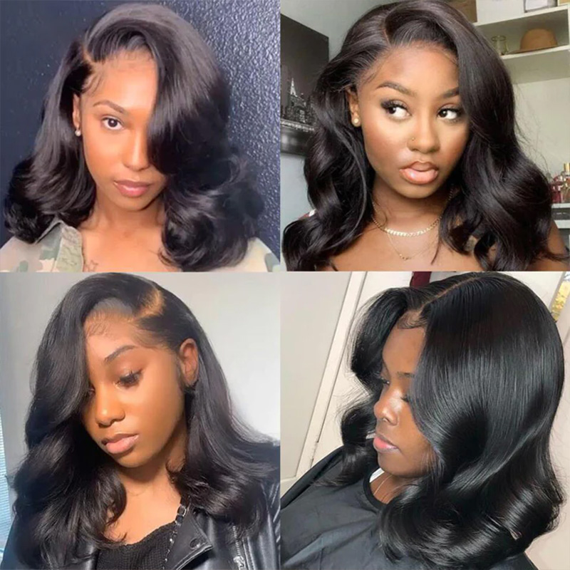 Natural Color HD Lace Front Human Hair Wig Bob Body Wave Wigs with Baby Hair
