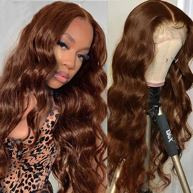 Brown Body Wavy 13x3 Lace Front Wigs Natural Hairline  Synthetic Wig