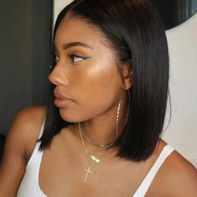 Short Bob Human Hair Wig 13x4 HD Lace Front Wigs Natural Color Straight Wig
