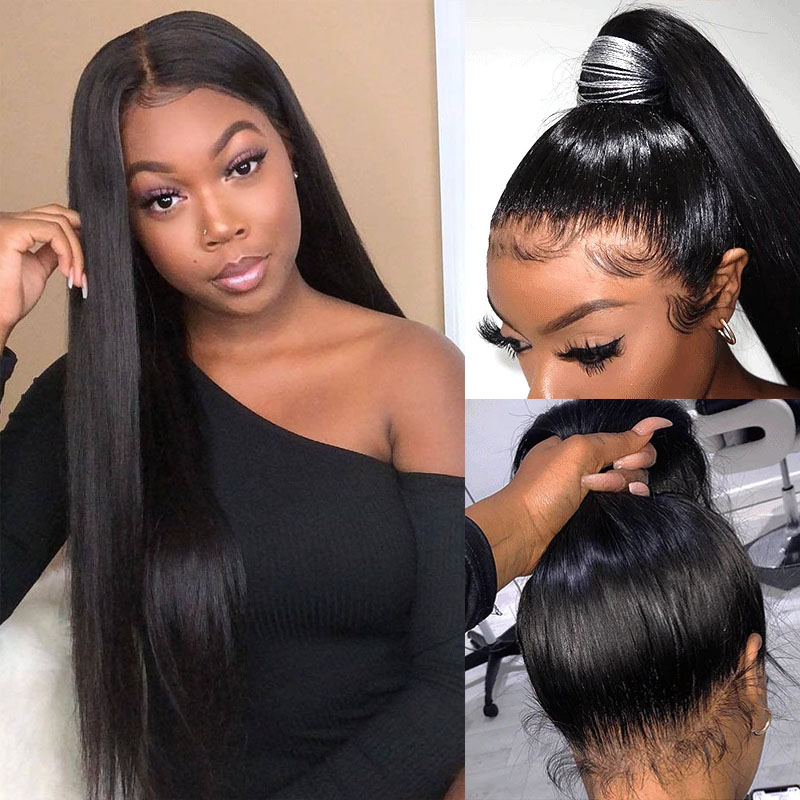 Natural Straight Wigs Pre Plucked 360 Full Lace Wig HD Lace Human Hair Wig