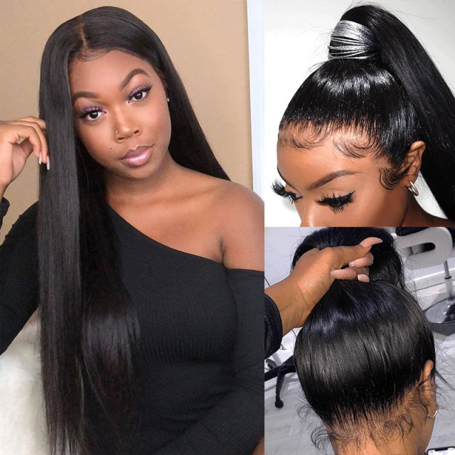 Natural Straight Wigs Pre Plucked 360 Full Lace Wig HD Lace Human Hair Wig