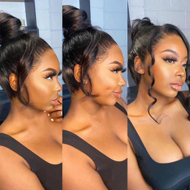 Black Water Wave 360 Lace Wig with Baby Hair Pre Plucked Hairline Human Hair Wigs