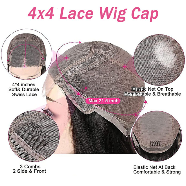 Short Bob Human Hair Wig 4x4 HD Lace Front Wigs Natural Color Straight Wig