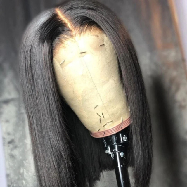 Short Bob Human Hair Wig 4x4 HD Lace Front Wigs Natural Color Straight Wig