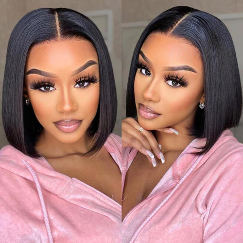 Short Bob Human Hair Wig 4x4 HD Lace Front Wigs Natural Color Straight Wig
