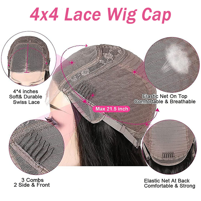Imeya 4x4 HD Lace Front Wig Natural Straight Human Hair Wig