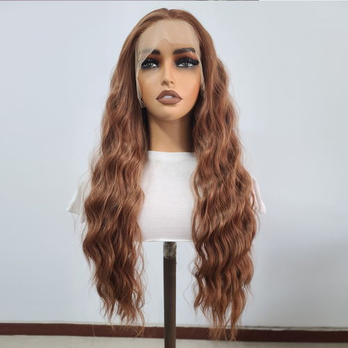 AIMEYA Synthetic Lace Front Wigs for Women Natural Hairline Synthetic Hair Lace Wig Long Brown Wig Pre Plucked Cosplay Wavy Wigs