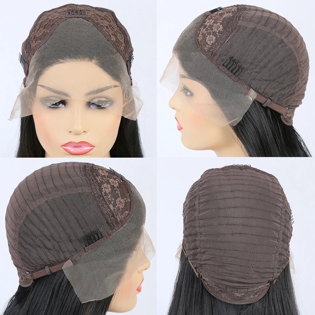 AIMEYA Natural Hairline Synthetic Hair Lace Wig Long Brown Wig Pre Plucked Cosplay Wavy Wigs Synthetic Lace Front Wigs for Women