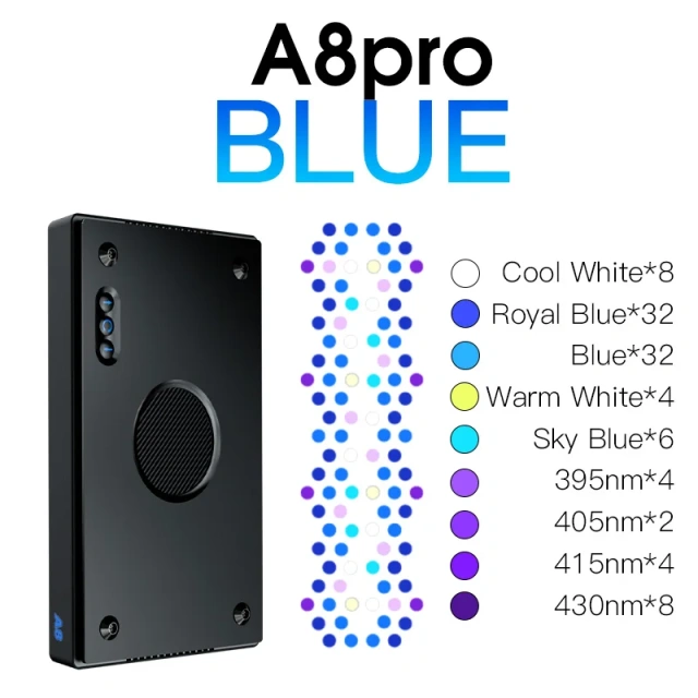 A8 Pro II Max 240W 8 Channels CREE LED Beads Spectrum WiFi APP Control Coral Reef Marine LED