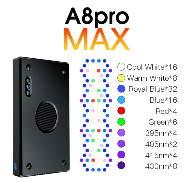 A8 Pro II Max 240W 8 Channels CREE LED Beads Spectrum WiFi APP Control Coral Reef Marine LED