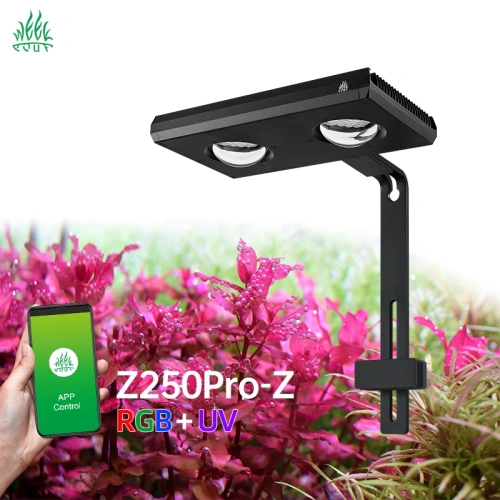 WEEK AQUA Z250Pro LED Aquarium Light 70W RGB UV Full Spectrum with Dual COB Lens and Active Fan Cooling for Planted Nano Tanks