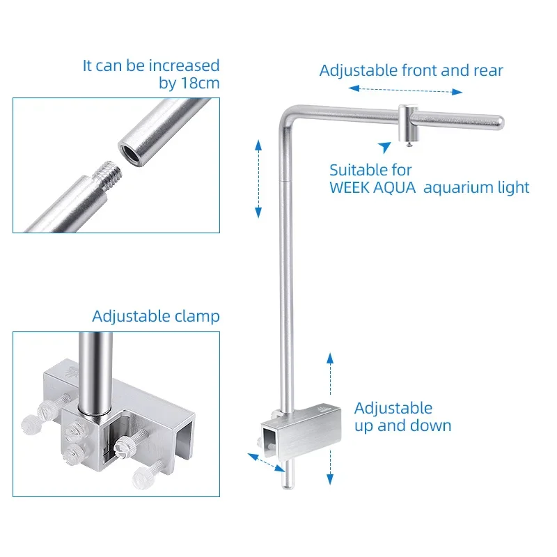 Week Aqua Light Stand Universal Aluminium Alloy Aquarium LED Lamp Hanging Bracket Planted Fish Tank Accessories