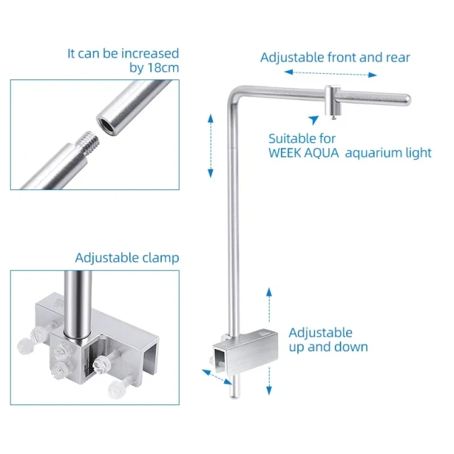 Week Aqua Light Stand Universal Aluminium Alloy Aquarium LED Lamp Hanging Bracket Planted Fish Tank Accessories