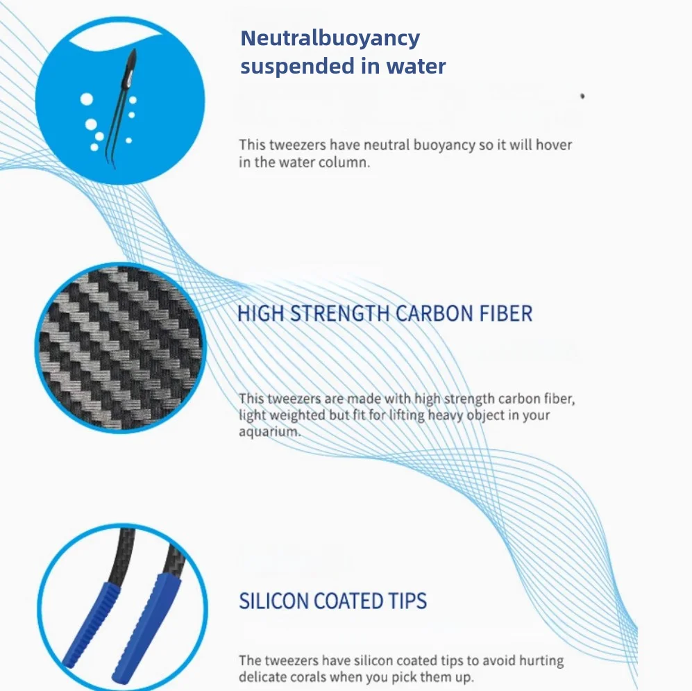 Carbon Fiber Aquarium Tweezers - 35.7cm Silicone Sleeve for Protection Ideal for Fish Tank Maintenance