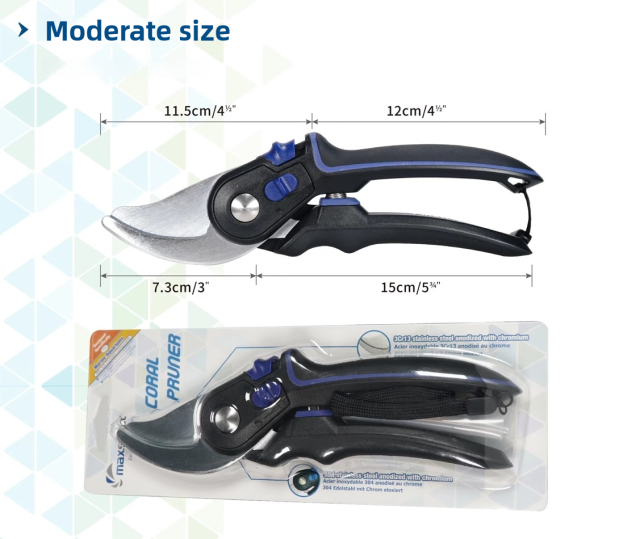 Aquarium Coral Pruner- Durable 3Cr13 Stainless Steel Scissor Hard Chrome Finish Comfortable Grip for Precision Cutting