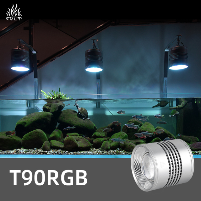 WEEK AQUA T90 Pro LED Aquarium Pendant Light 90W RGB UV Full Spectrum with Active Cooling and Bluetooth App Control for Professional Aquascaping