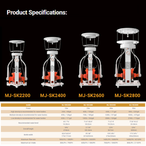 Maxspect Jump SK Series SK2200/2400/2600/2800 Protein Skimmer for Coral Reef Tank with Intelligent Overflow Protection and Dual Needle Wheel Technology