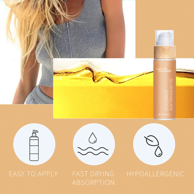 Coconut Scents Sun Tan Body Oil Fast Tanning Skin Body Oil