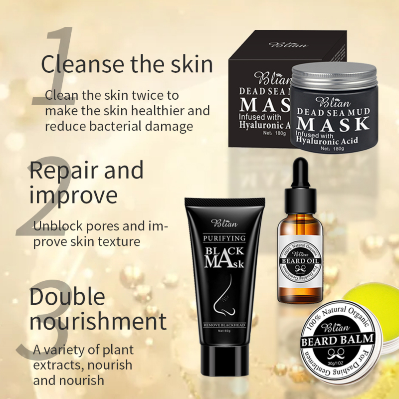 Face Care Dead Sea Mud Mask Beard Oil Blackhead Removal Beard Wax Face Combination